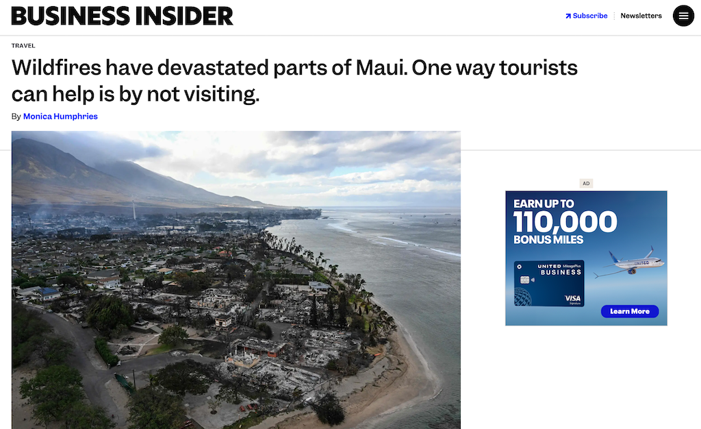 Wildfires have devastated parts of Maui. One way tourists can help is by not visiting.