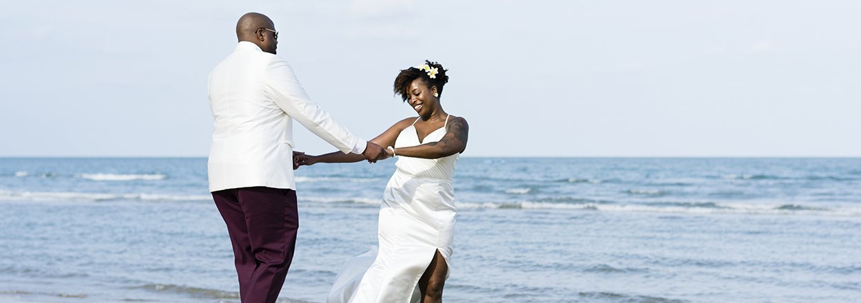 Black Couple beach wedding