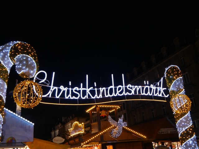 Christmas Market sign in Strasbourg, France.