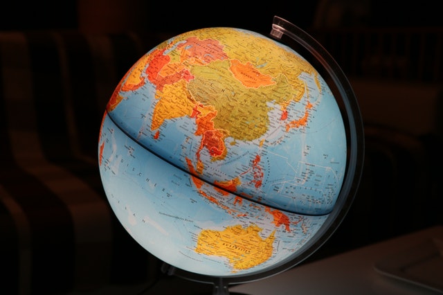 A globe showing Asia and Australia.