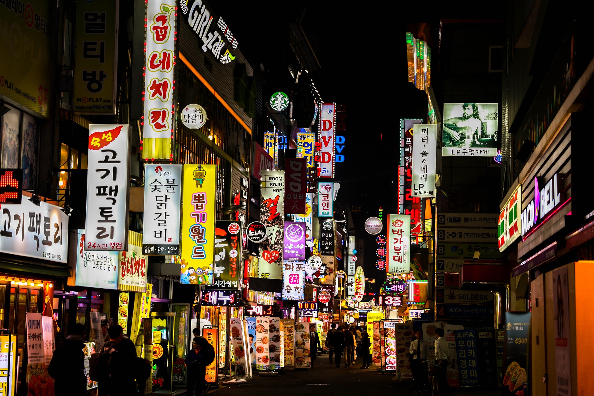 Seoul street at night