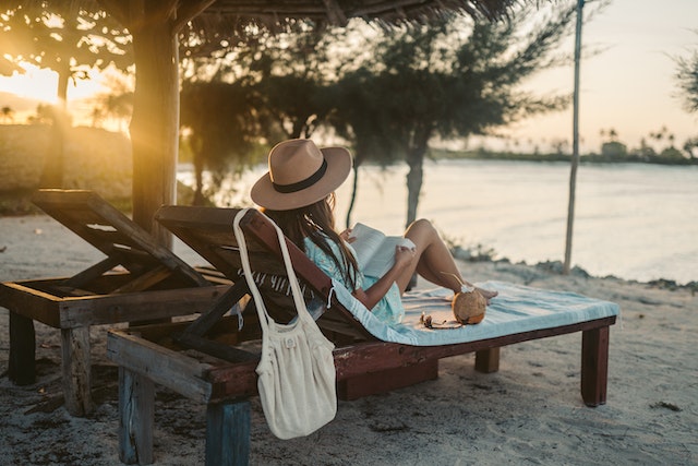 A girl relaxing on the beach